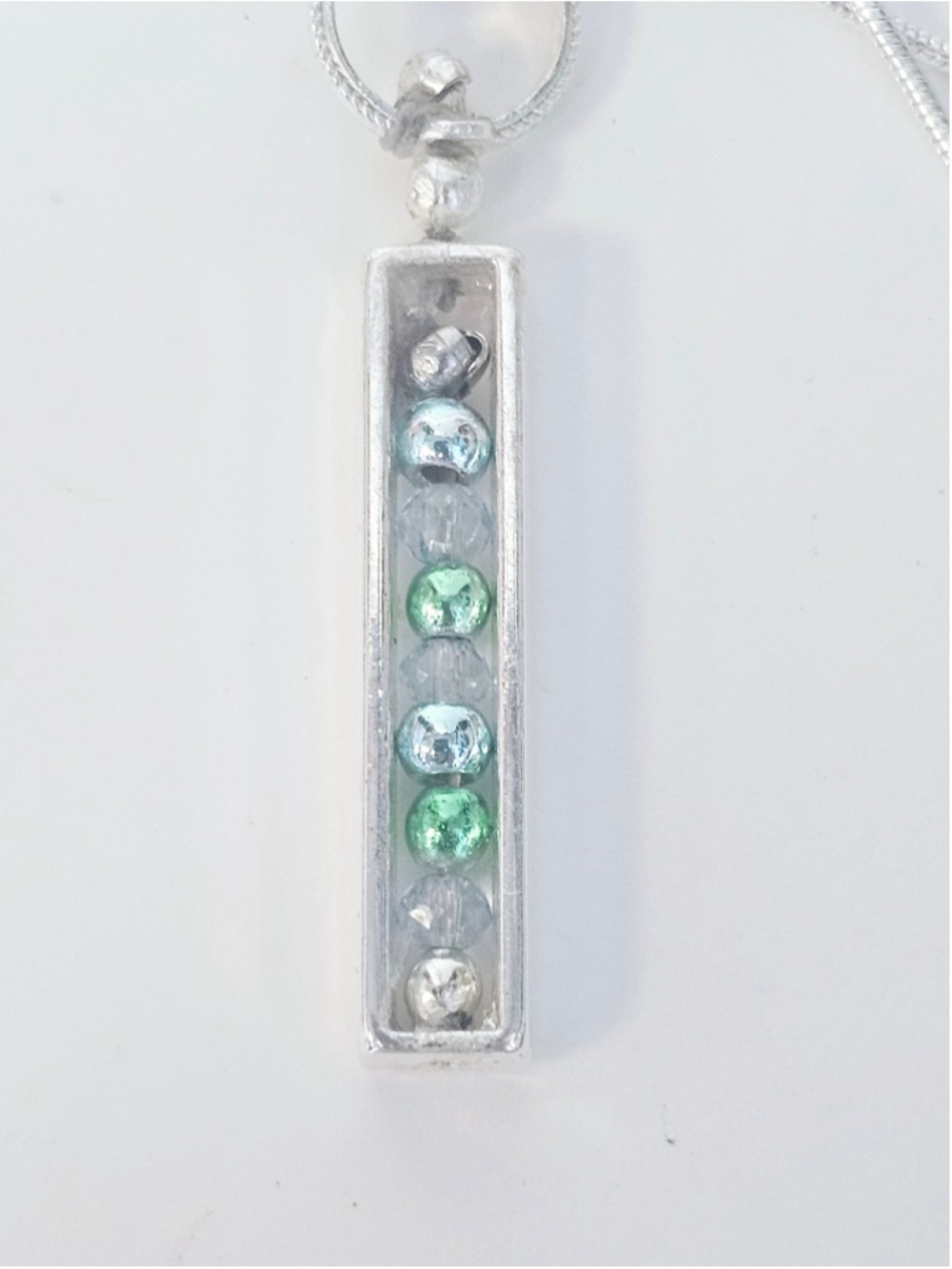 Hematite Gemstone Beaded Framed Pendant 925 Sterling Silver Necklace